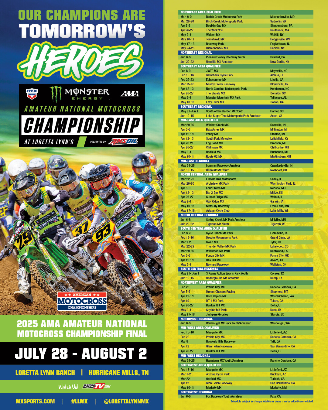 2025 LLMX AQ and RC SChedule