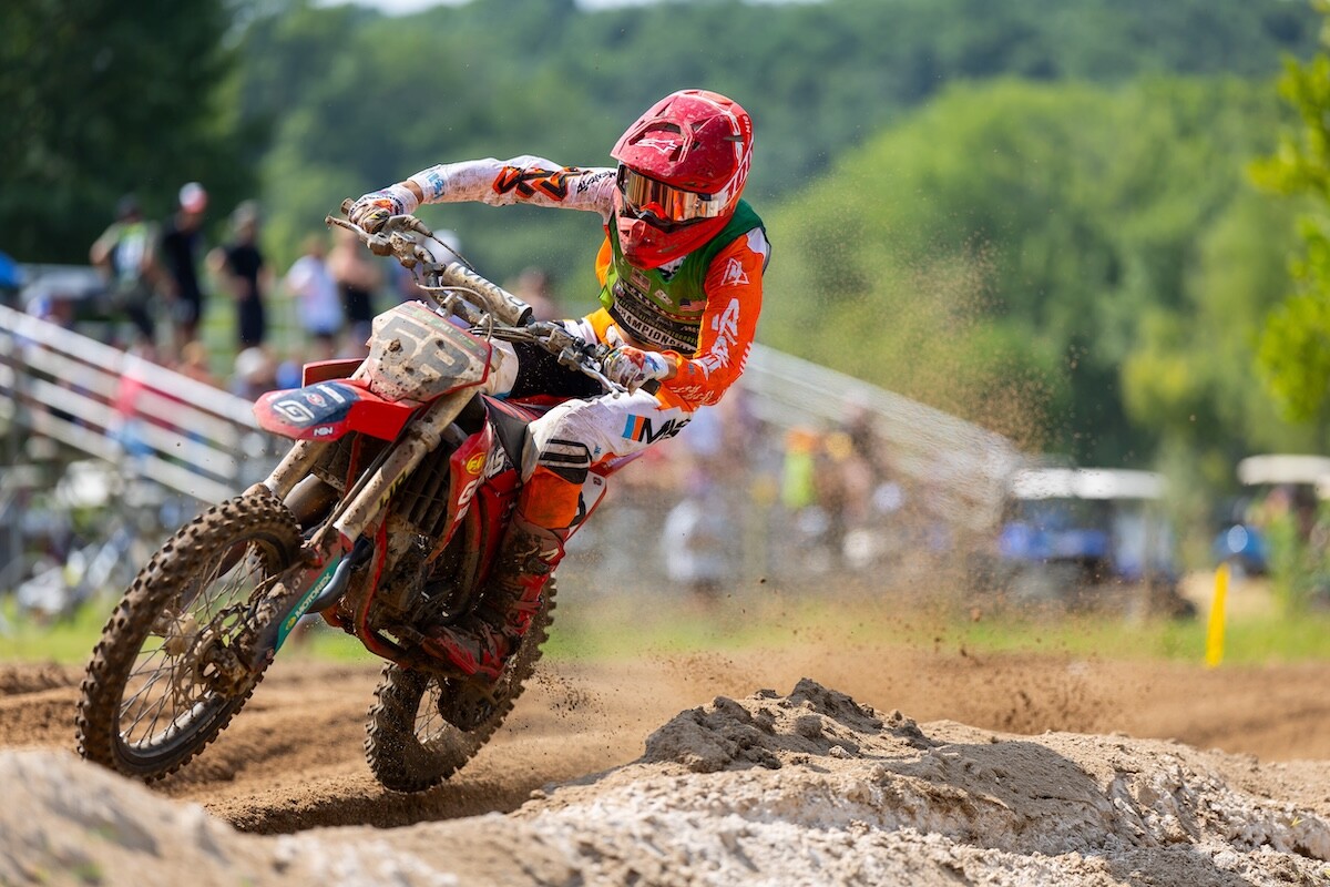 GASGAS rider Darren Pine captured his first moto win of the week in Supermini 1.